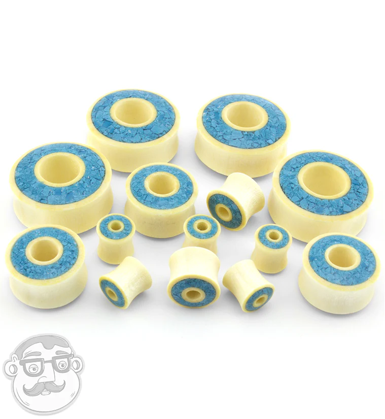 Crocodile Wooden Tunnels with Crushed Turquoise Stone Inlay - Mrs Treak