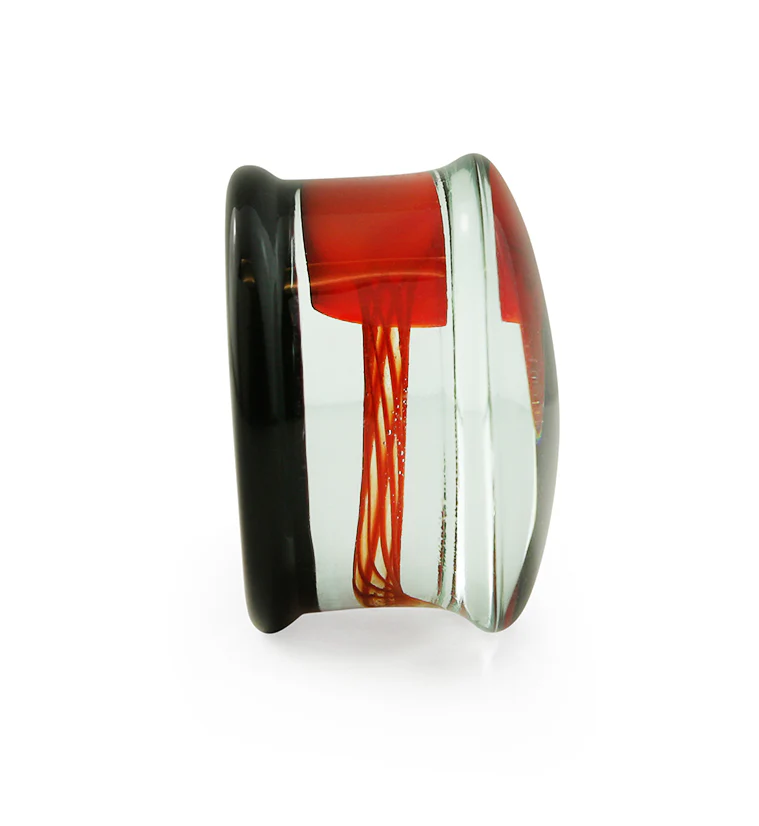 Black & Red Jellyfish Glass Plugs - Mrs Treak