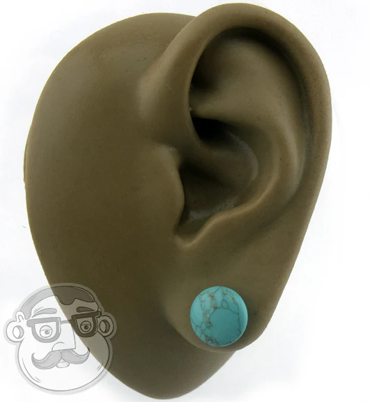 Howlite Turquoise Stone Plugs - Single Flare - Mrs Treak