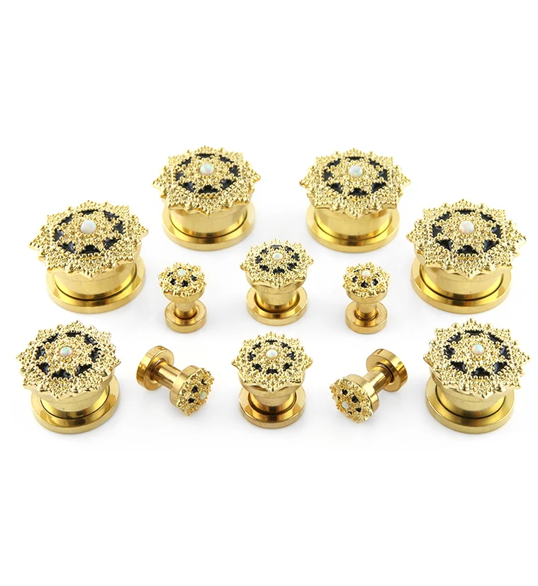 Royal Golden Opalite Top Stainless Steel Plugs - Mrs Treak