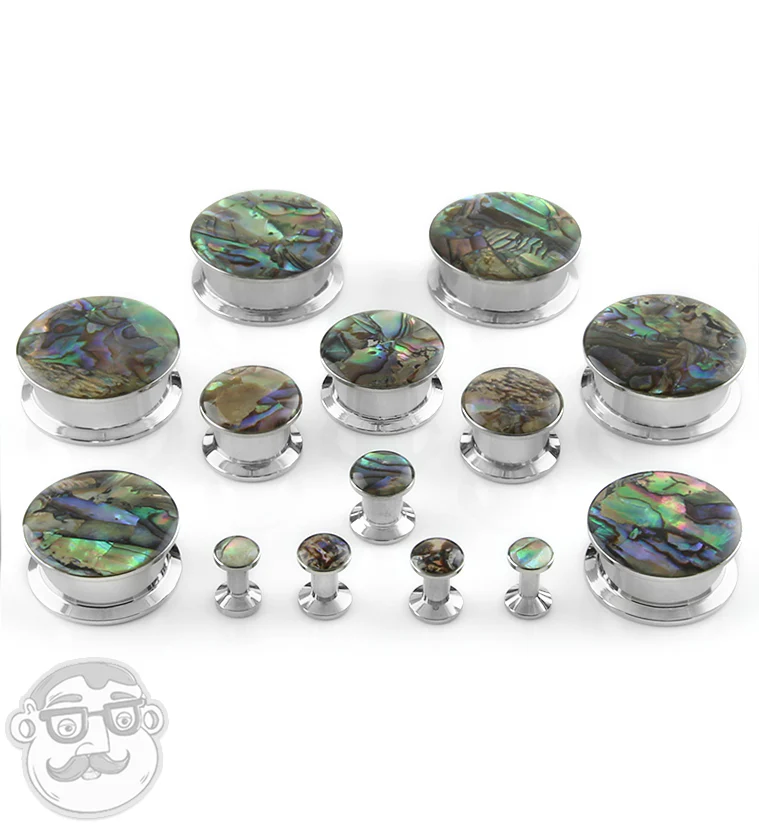 Abalone Shell Top Stainless Steel Plugs - Mrs Treak