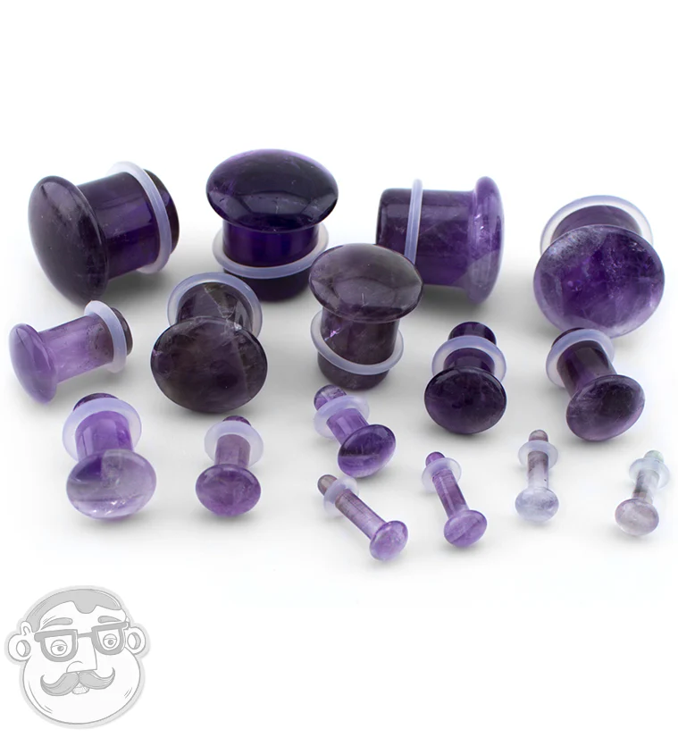 Purple Amethyst Single Flare Stone Plugs - Mrs Treak