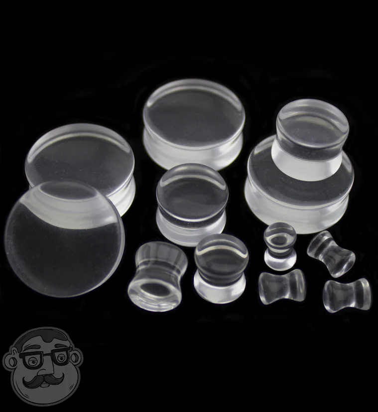 Clear Glass Double Flare Plugs - Mrs Treak