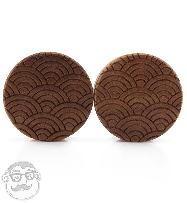Seigaiha Engraved Saba Wood Plugs - Mrs Treak