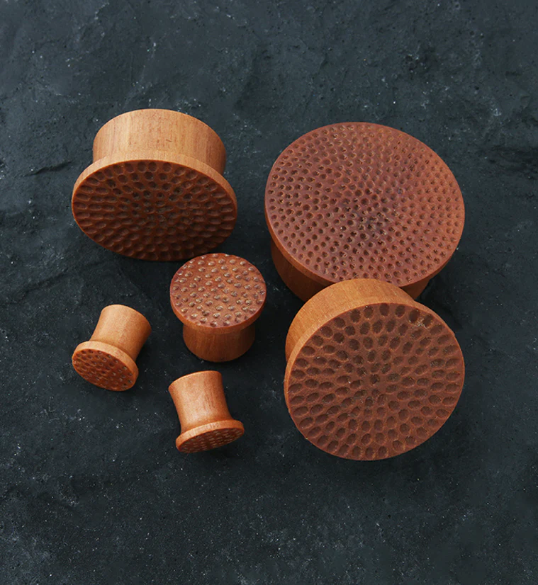 Hammered Saba Wood Mayan Flare Plugs - Mrs Treak