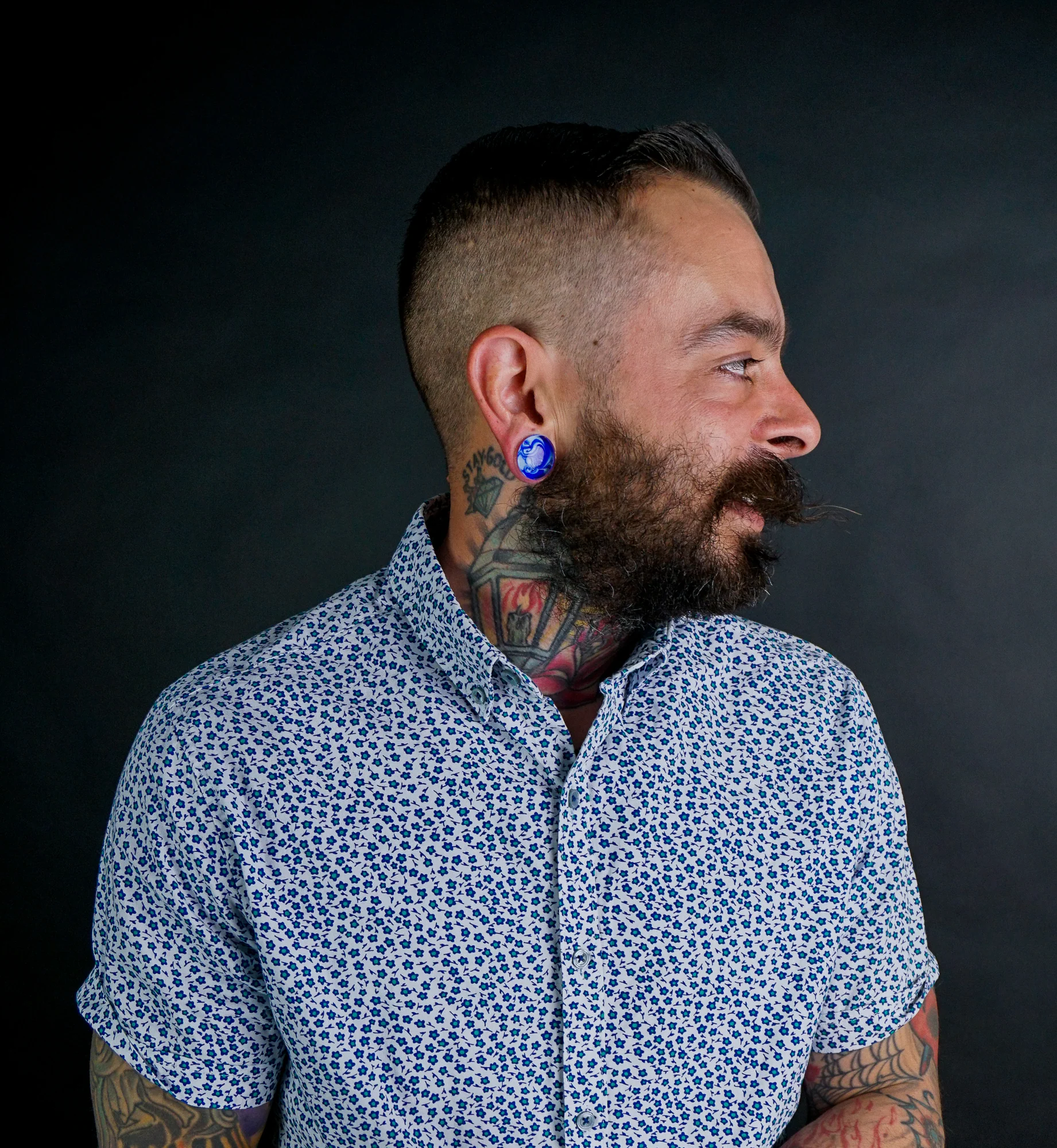 Blue/White Chroma Swirl Glass Double Flare Plugs - Mrs Treak