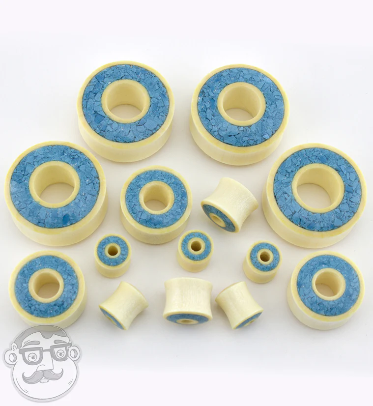 Crocodile Wooden Tunnels with Crushed Turquoise Stone Inlay - Mrs Treak