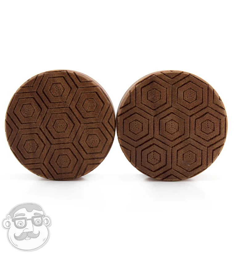 Geometric Honeycomb Engraved Saba Wood Plugs - Mrs Treak