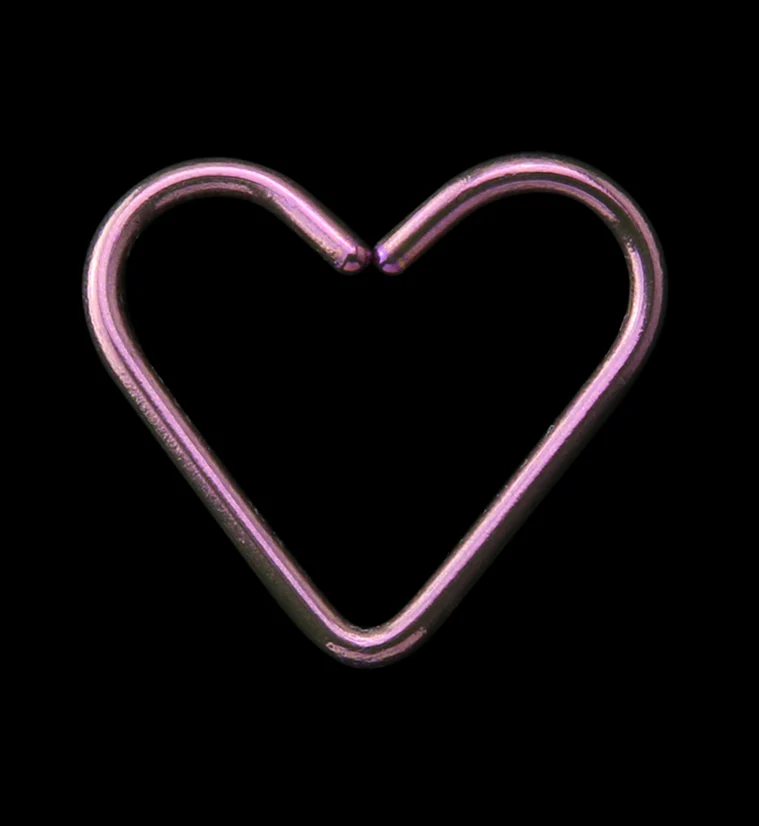 Pink Anodized Heart Seamless Titanium Hoop Ring - Mrs Treak