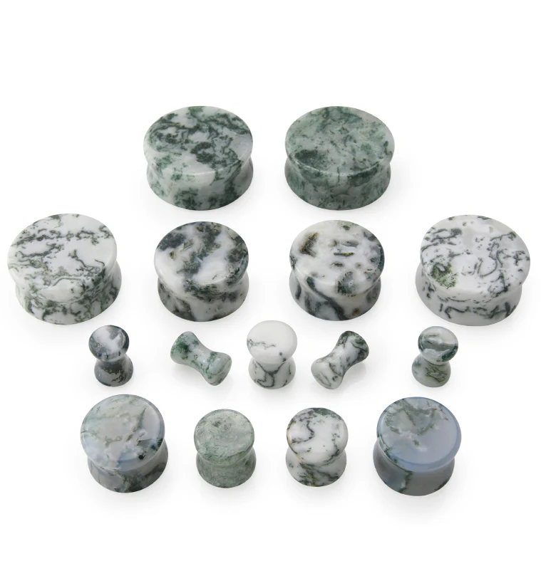 Winter Moss Agate Stone Plugs - Mrs Treak