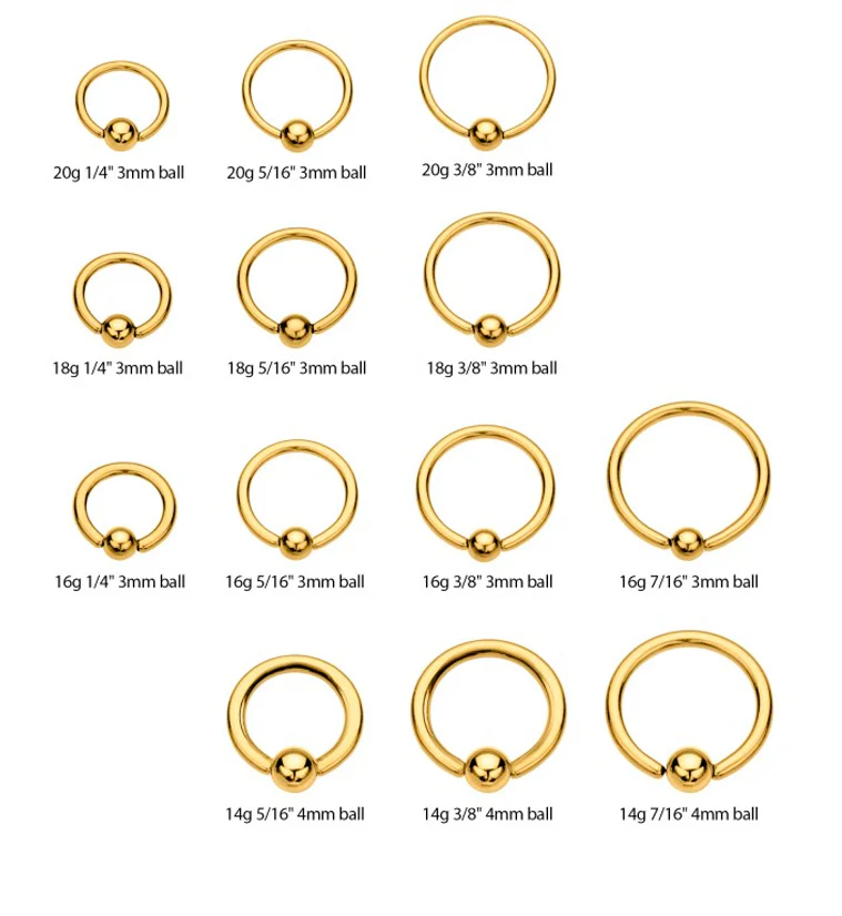 24kt Gold PVD Titanium Captive Ring - Mrs Treak