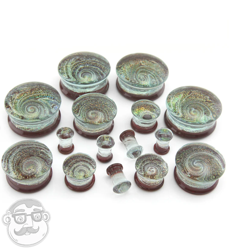 Maroon Cosmic Spiral Glass Plugs - Mrs Treak
