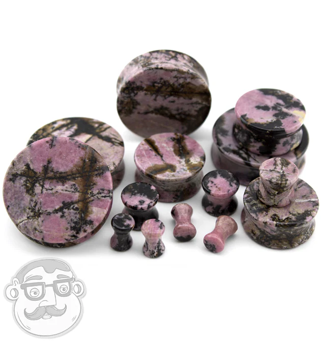 Rhodonite Stone Plugs - Mrs Treak