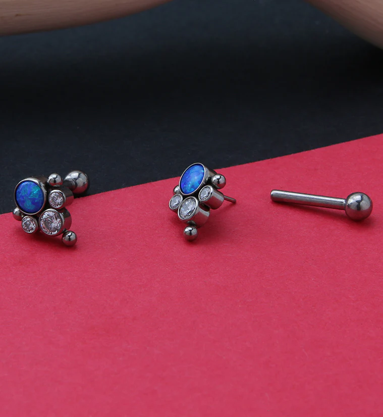 Bundle Blue Opalite Titanium Threadless Cartilage Barbell - Mrs Treak