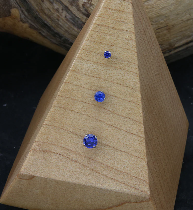 Prong Dark Blue CZ Threadless Titanium Top - Mrs Treak