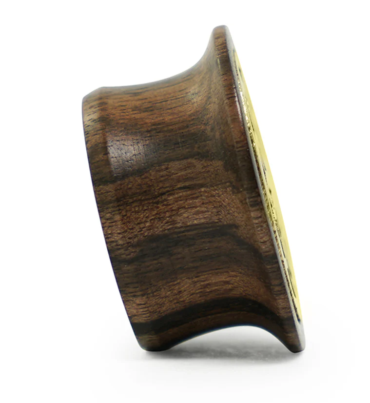 Seed of Life Brass Areng Wood Mayan Flare Plugs - Mrs Treak