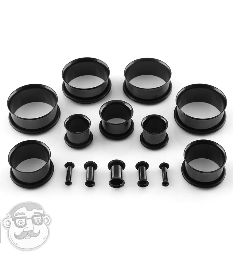 Single Flare Black Steel Tunnels - Mrs Treak