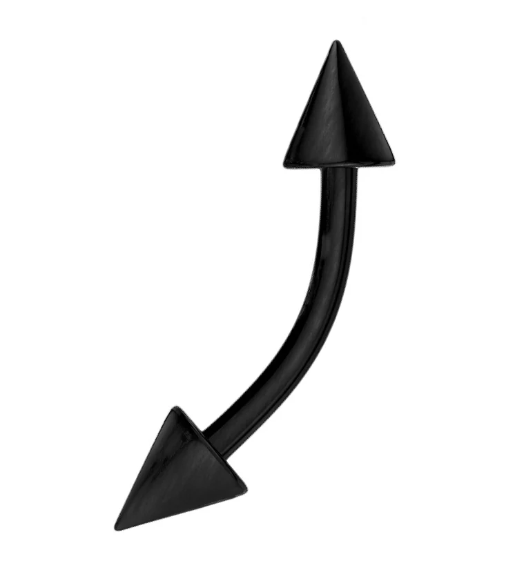 Black PVD Spiked Curved Barbell - Mrs Treak