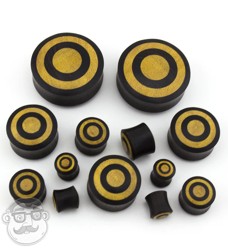 Areng Wood Plugs with Target Jackfruit Wood Inlay - Mrs Treak
