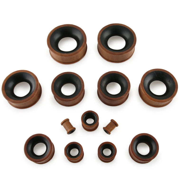 Two Tone Saba & Sono Concave Wood Tunnel Plugs - Mrs Treak