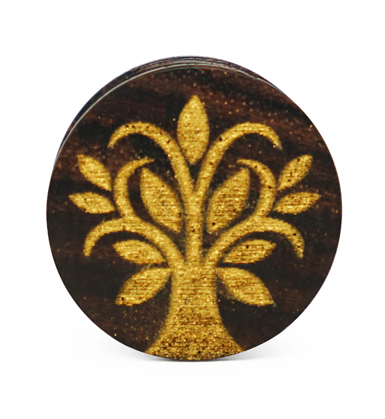 Engraved Filigree Tree Sono Wood Plugs - Mrs Treak