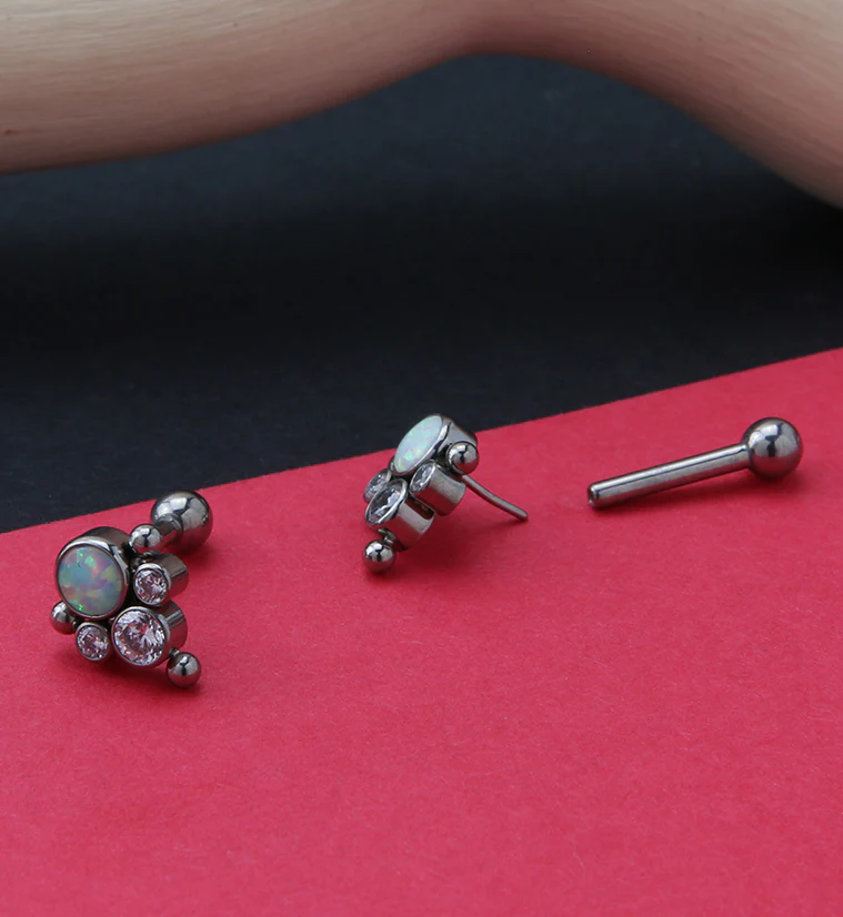 Bundle White Opalite Titanium Threadless Cartilage Barbell - Mrs Treak