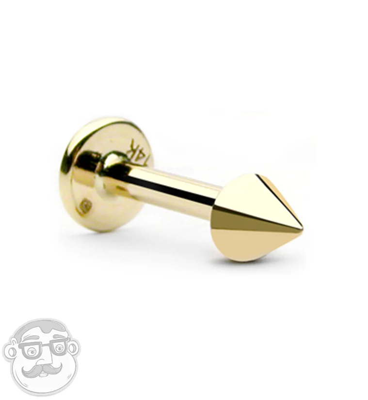 14kt Gold Spike Flat Back Labret Post - Mrs Treak