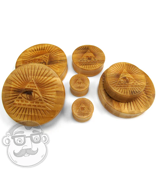 Engraved Illuminati Bamboo Plugs - Mrs Treak