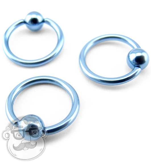 Light Blue Titanium Captive Ring - Mrs Treak