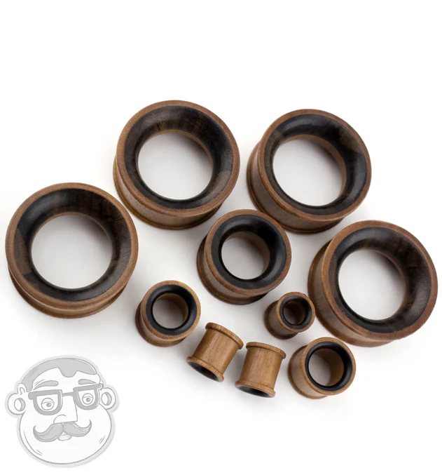 Two Tone Saba & Sono Concave Wood Tunnel Plugs - Mrs Treak