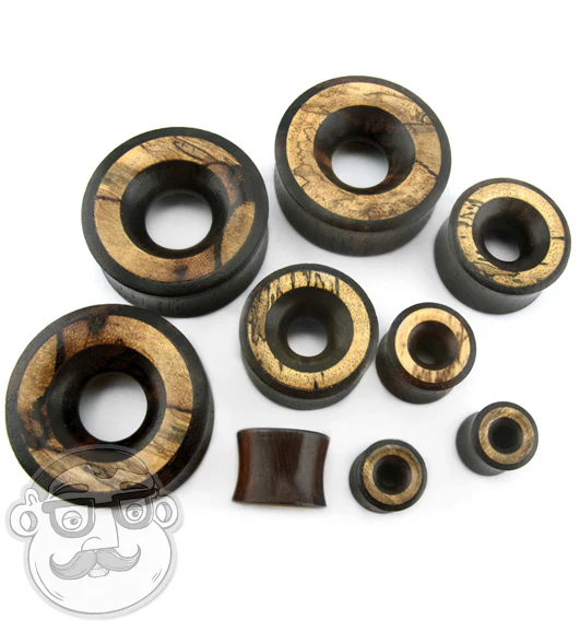 Areng Wood Tunnel Plugs With Tamarind Wood Inlay - Mrs Treak