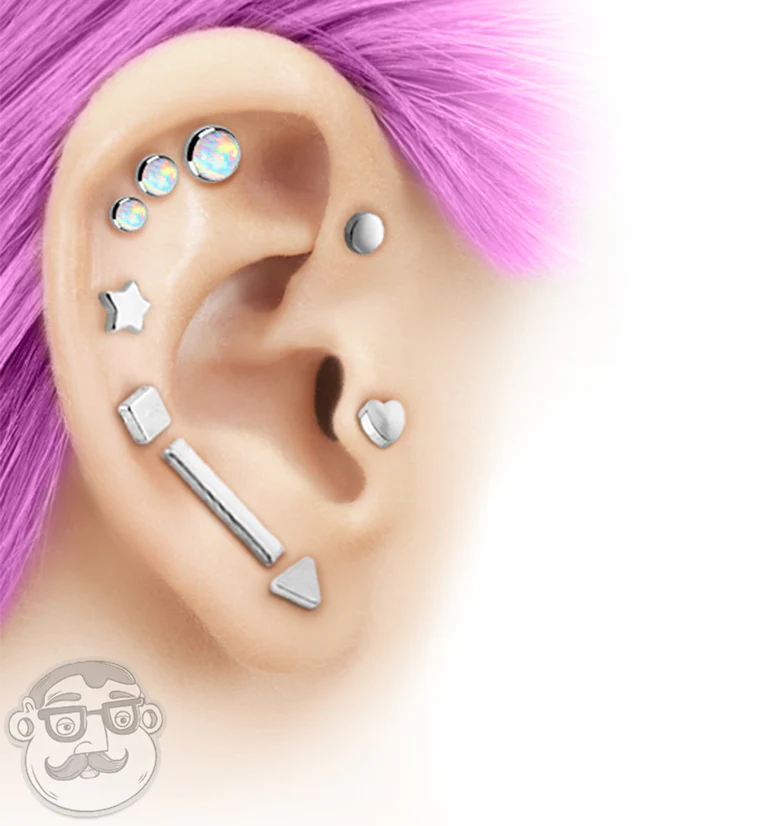 16G Rose Gold PVD Star Top Internally Threaded Flat Back Steel Post - Mrs Treak