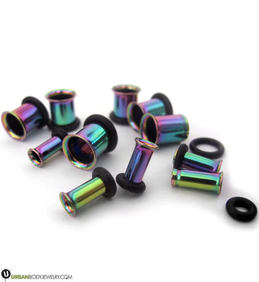 Stainless Steel Rainbow Ear Tunnels - Mrs Treak