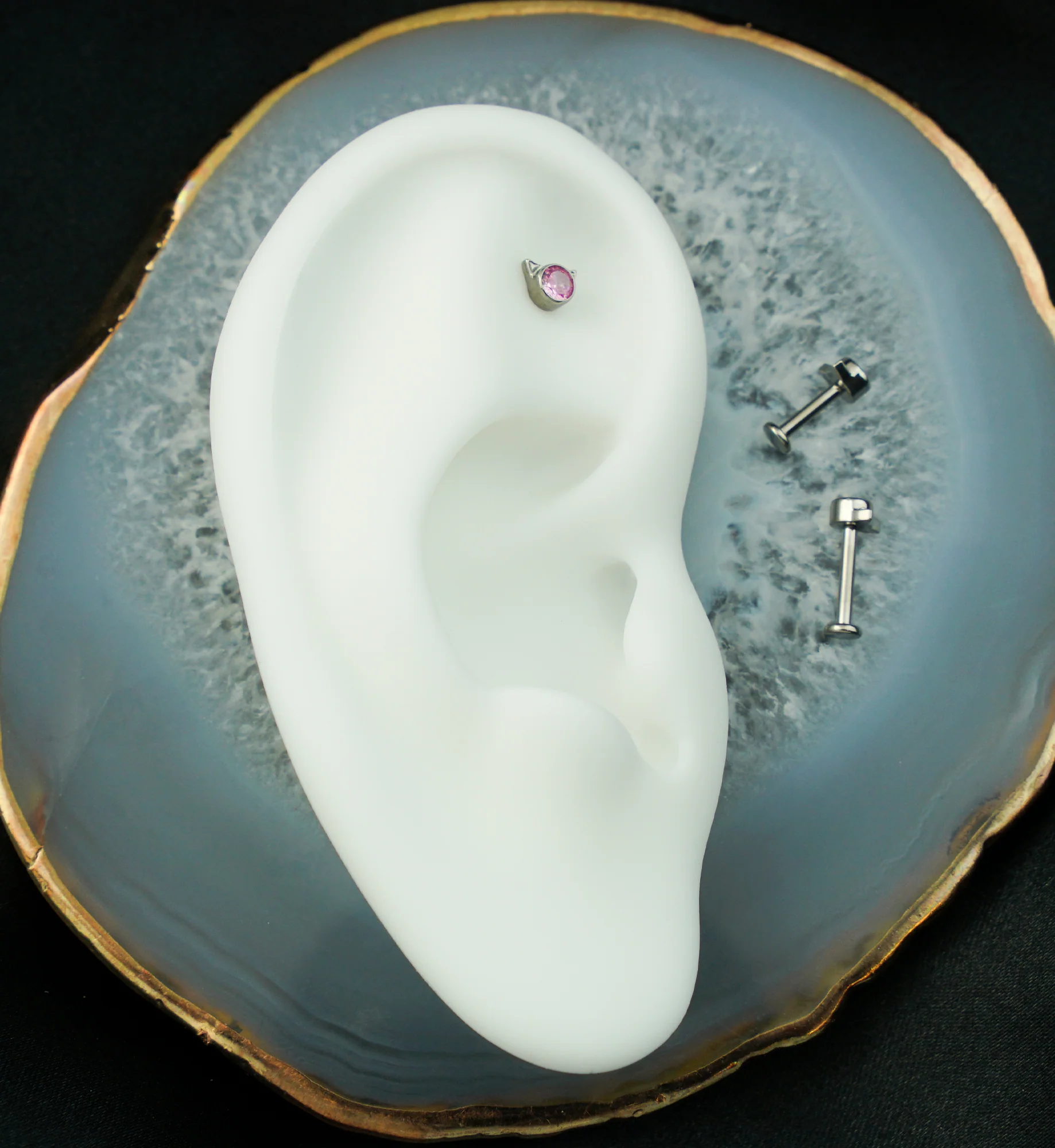 Cat Pink CZ Internally Threaded Titanium Labret - Mrs Treak