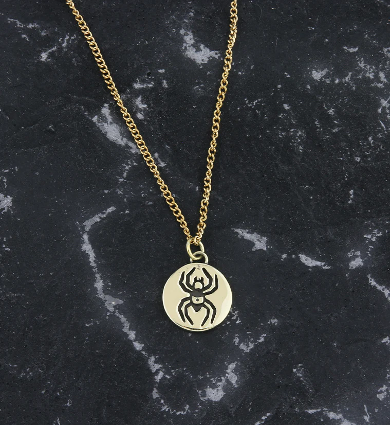 Spider Brass Charm Necklace - Mrs Treak