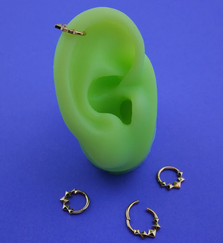 Gold PVD Polyhedra Band Titanium Hinged Segment Ring - Mrs Treak