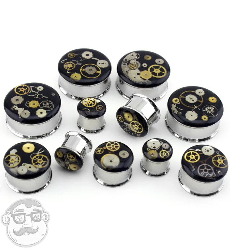 Steel Steampunk Plugs - Mrs Treak