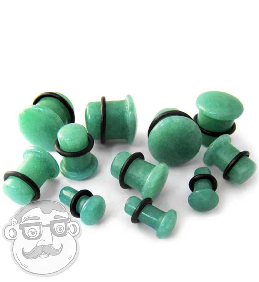 Synthetic Green Jade Stone Plugs - Single Flare - Mrs Treak