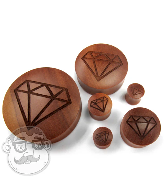 Diamond Engraved Wood Plugs - Mrs Treak