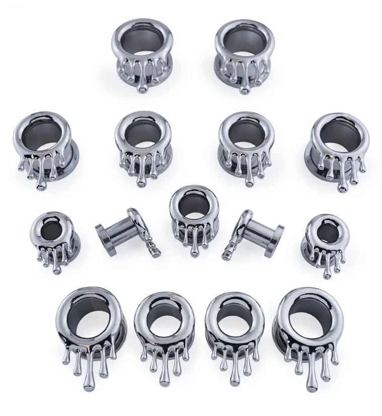 Dripping Stainless Steel Screw Back Tunnel Plugs - Mrs Treak