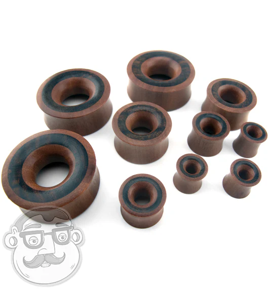 Saba Wood Tunnel Plugs With Sono Wood Inlay - Mrs Treak