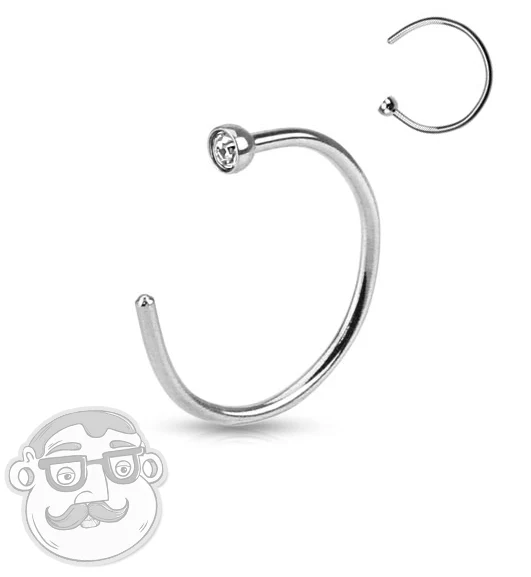 Clear Gem Stainless Steel Nose Hoop Ring - Mrs Treak