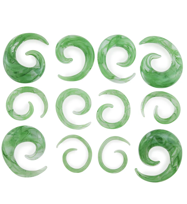 Green Swirl Glass Spirals - Mrs Treak
