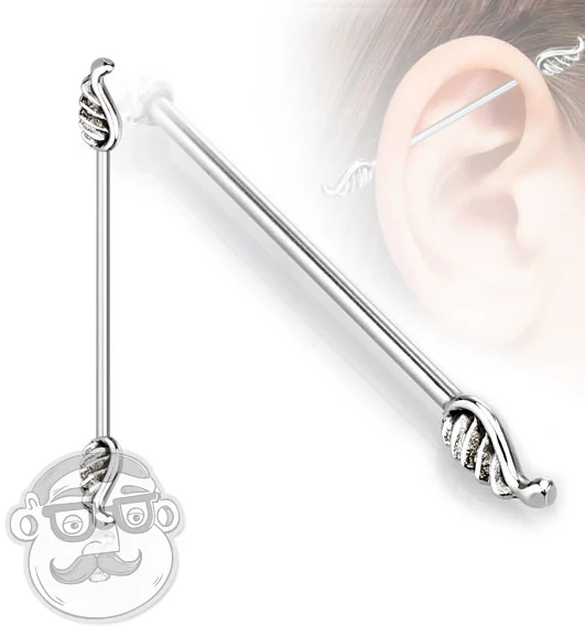 Angel Wing Industrial Stainless Steel Barbell - Mrs Treak