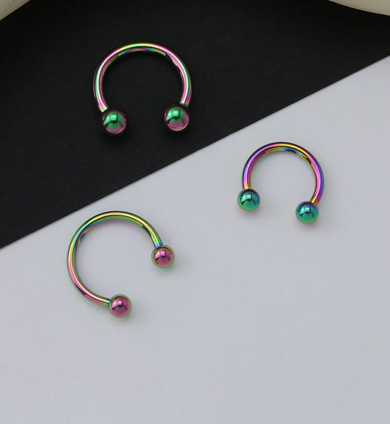 Rainbow PVD Basic Titanium Circular Barbell - Mrs Treak