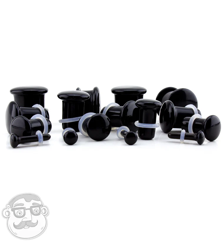 Black Obsidian Single Flare Stone Plugs - Mrs Treak
