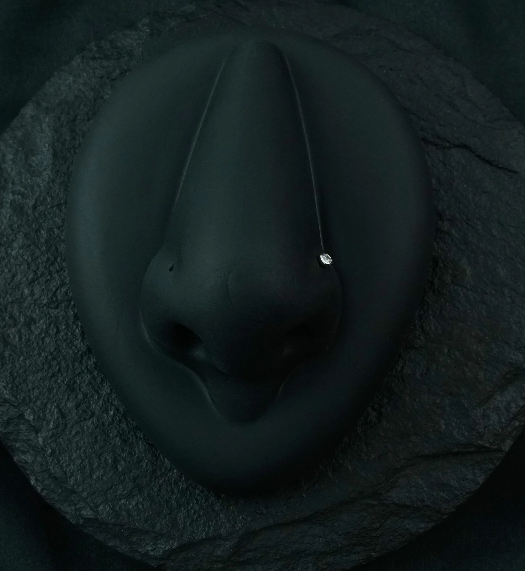 14kt White Gold Bezel Set CZ Top Nosebone - Mrs Treak