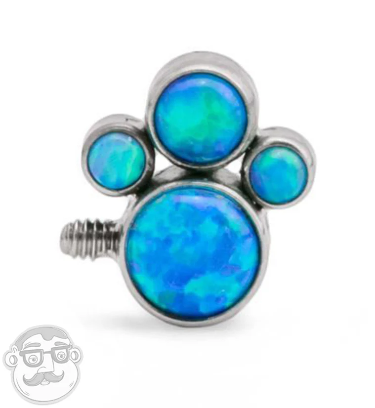 Blue Opal Quad Cluster Top Titanium Threaded End - Mrs Treak