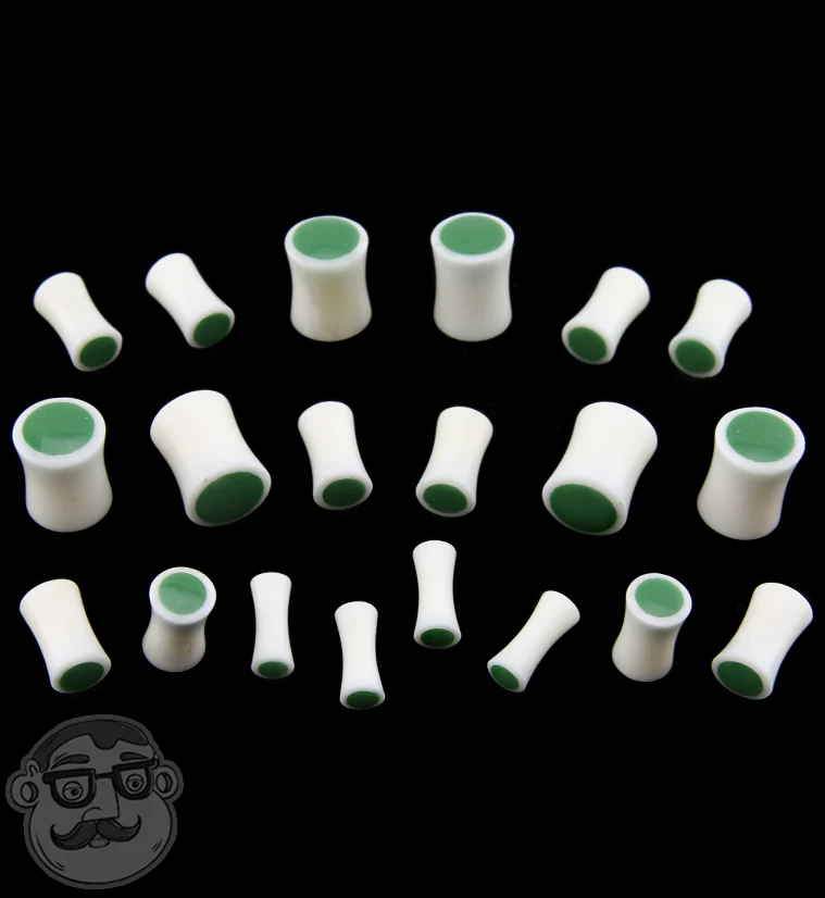 Bone Plugs with Green Resin Inlay - Mrs Treak