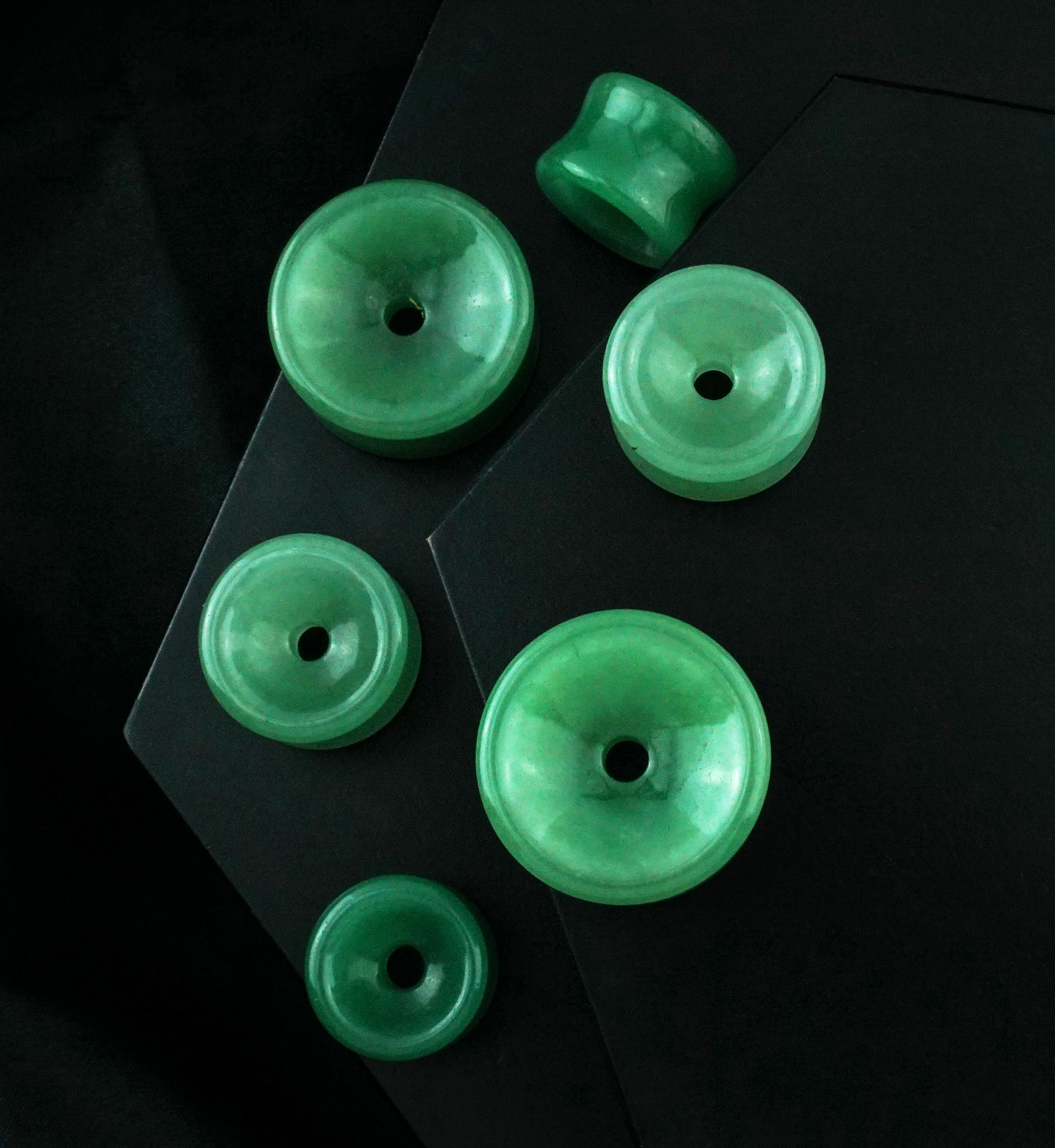 Green Aventurine Stone Thick Wall Tunnels - Mrs Treak